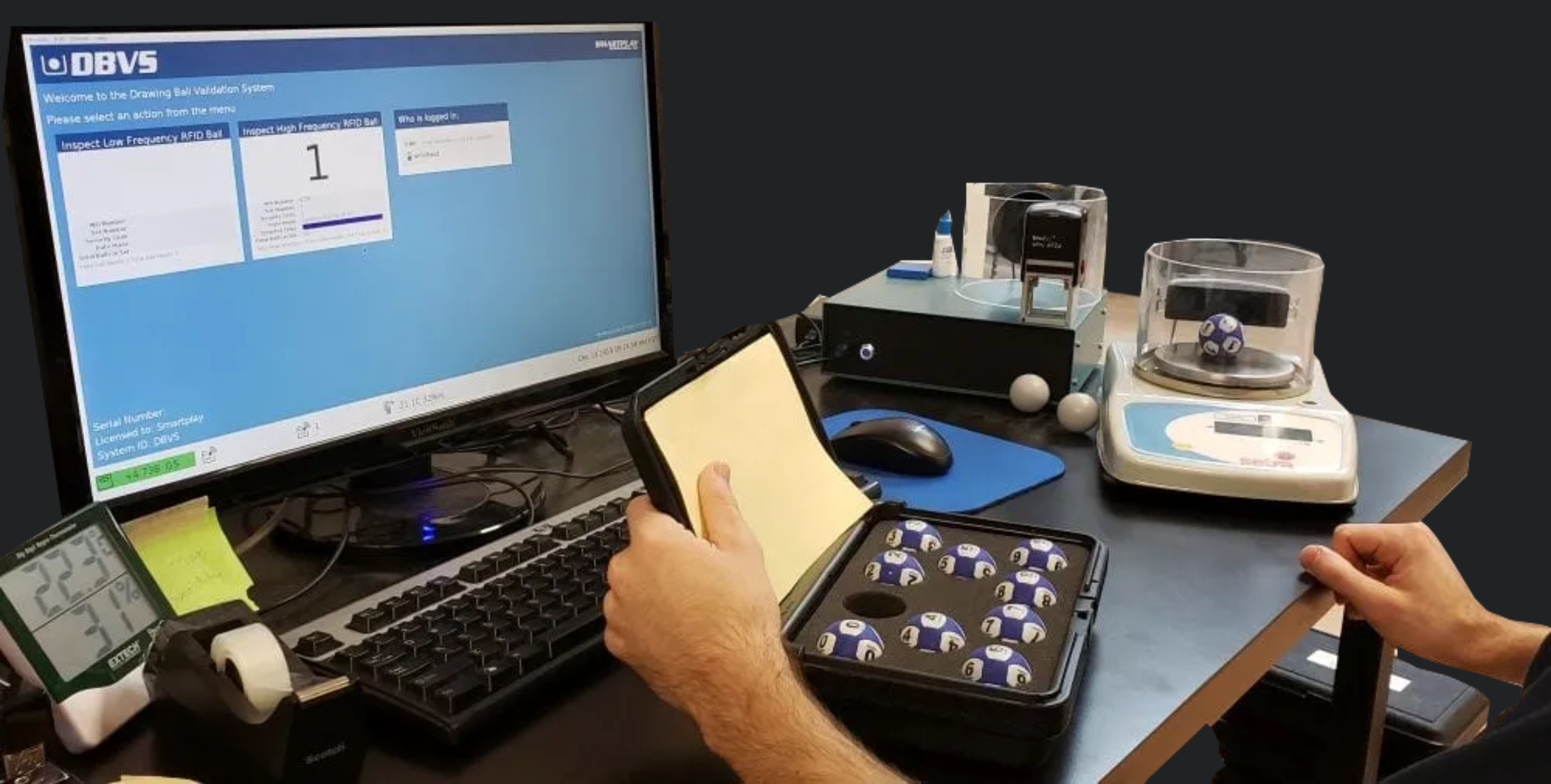 Smartplay DBVS drawing ball validation system — precision scale